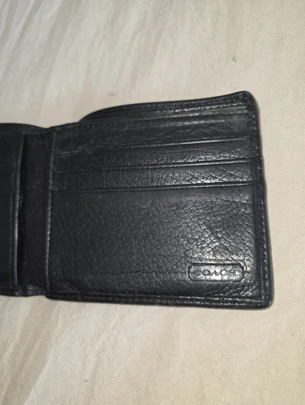 Vintage Coach Black Leather Bifold Wallet